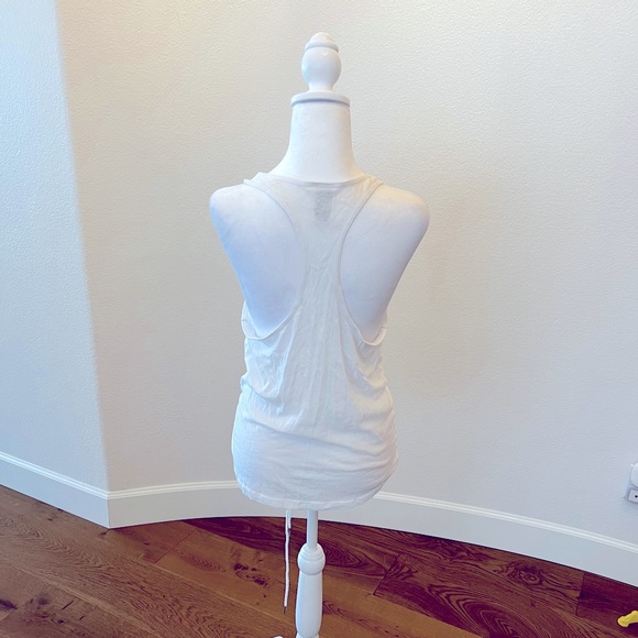 Victoria Secret PINK Rhinestone Bling Racerback Logo Tank Top (White) - Size XS - Picture 2 of 3